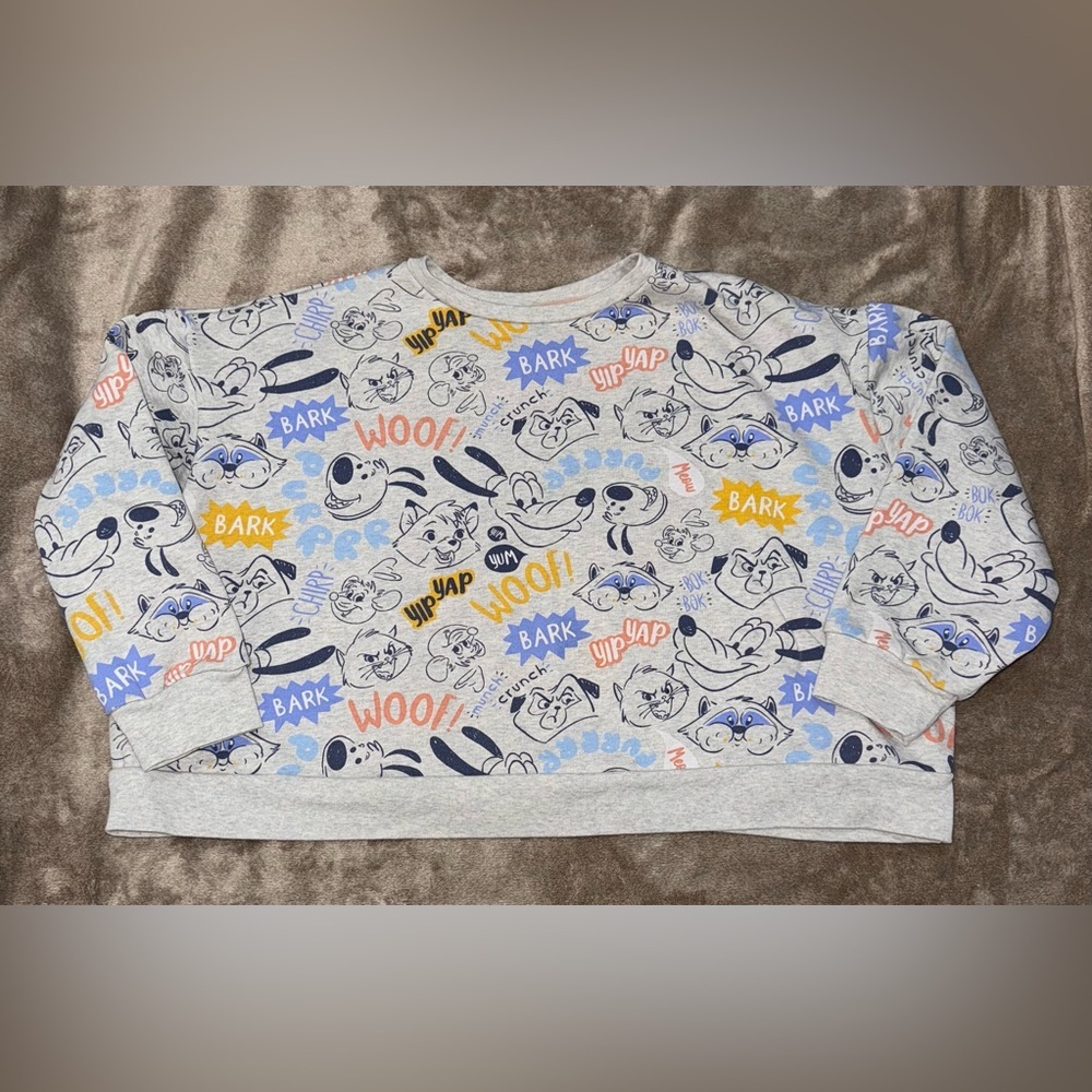 DISNEY PARK Disney Critters Chaos Collection Cropped Sweatshirt in Grey Size 3X